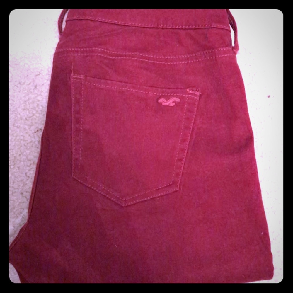 Dark red ankle jeggings